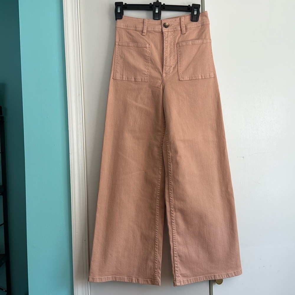 Billabong High Waisted Wide Leg Patch Pocket Pants Peach Pink Size 25